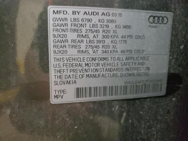 Photo 9 VIN: WA1LGAFE2FD020649 - AUDI Q7 PREMIUM 