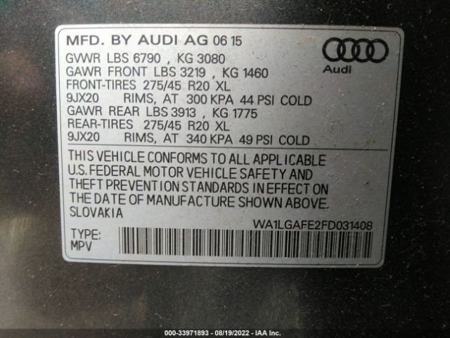 Photo 8 VIN: WA1LGAFE2FD031408 - AUDI Q7 