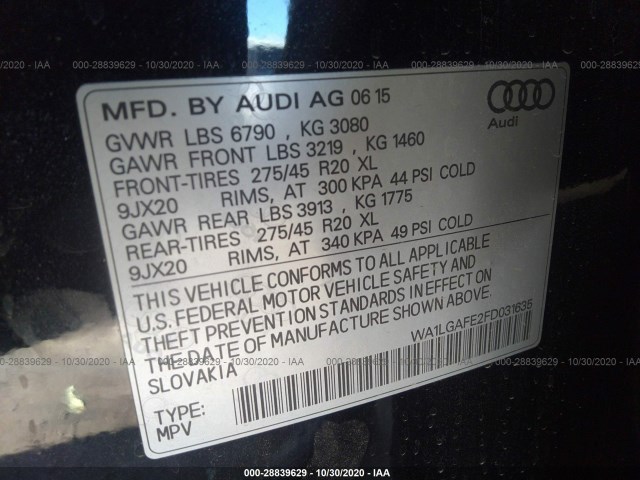 Photo 8 VIN: WA1LGAFE2FD031635 - AUDI Q7 