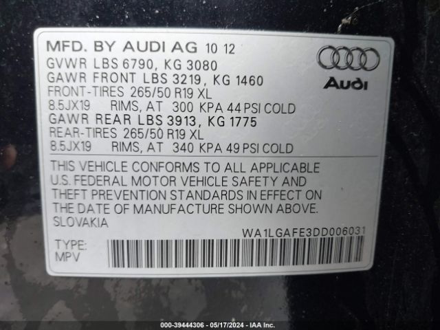 Photo 8 VIN: WA1LGAFE3DD006031 - AUDI Q7 