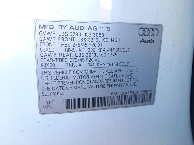 Photo 9 VIN: WA1LGAFE3DD008376 - AUDI Q7 PREMIUM 