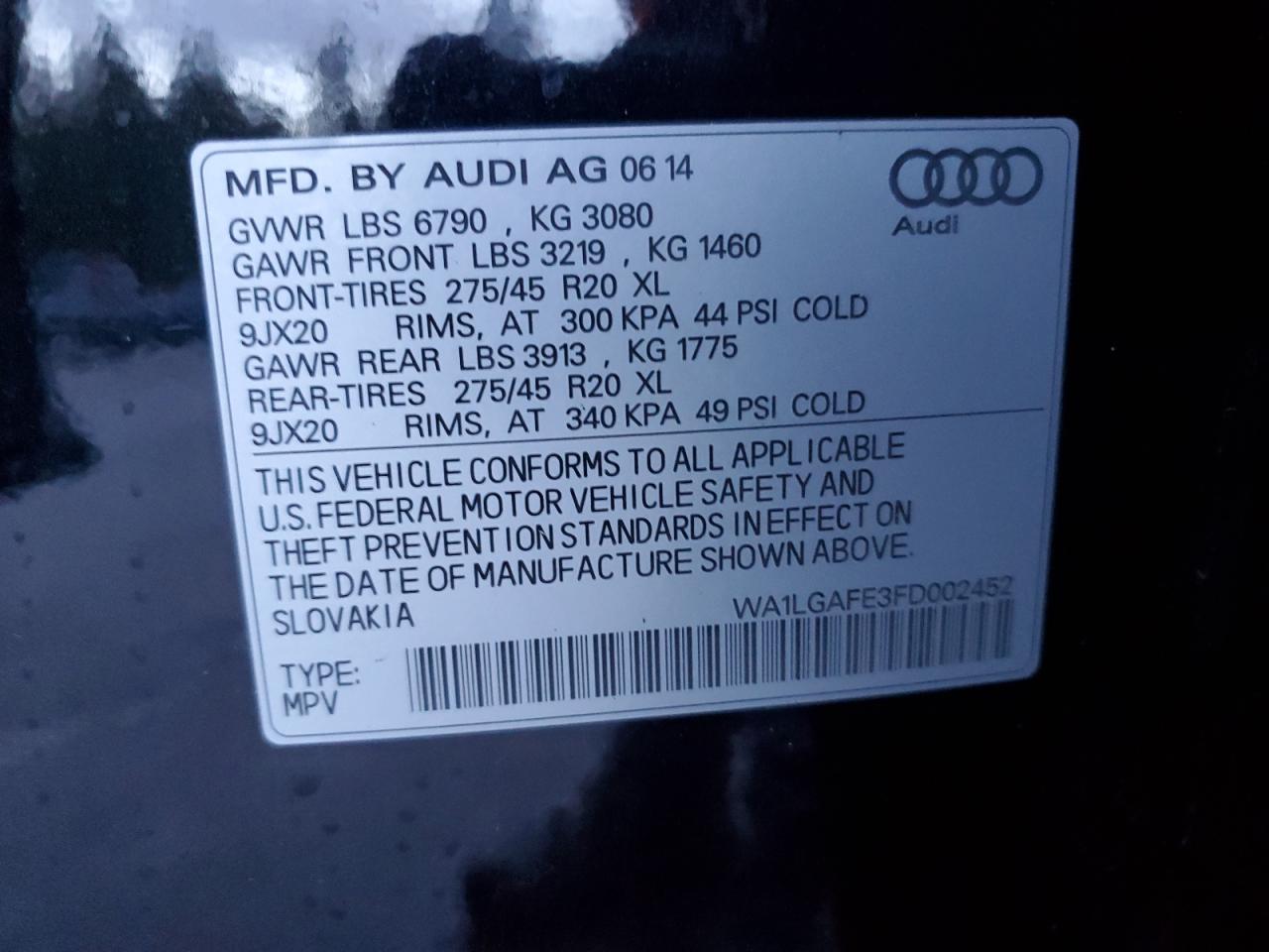 Photo 12 VIN: WA1LGAFE3FD002452 - AUDI Q7 