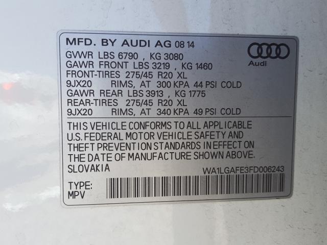 Photo 9 VIN: WA1LGAFE3FD006243 - AUDI Q7 