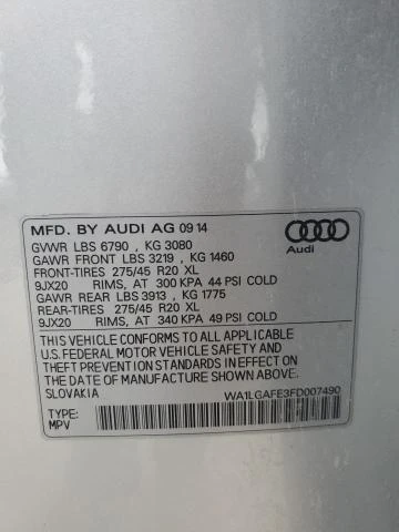 Photo 12 VIN: WA1LGAFE3FD007490 - AUDI Q7 PREMIUM 