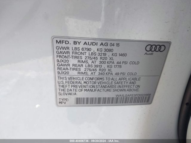 Photo 8 VIN: WA1LGAFE3FD022958 - AUDI Q7 