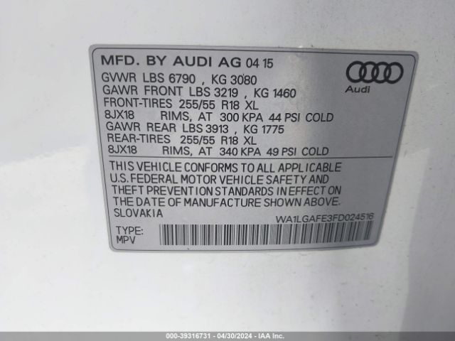 Photo 8 VIN: WA1LGAFE3FD024516 - AUDI Q7 