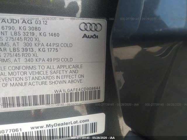 Photo 8 VIN: WA1LGAFE4CD008644 - AUDI Q7 