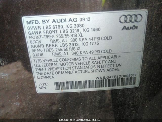 Photo 8 VIN: WA1LGAFE4DD005017 - AUDI Q7 