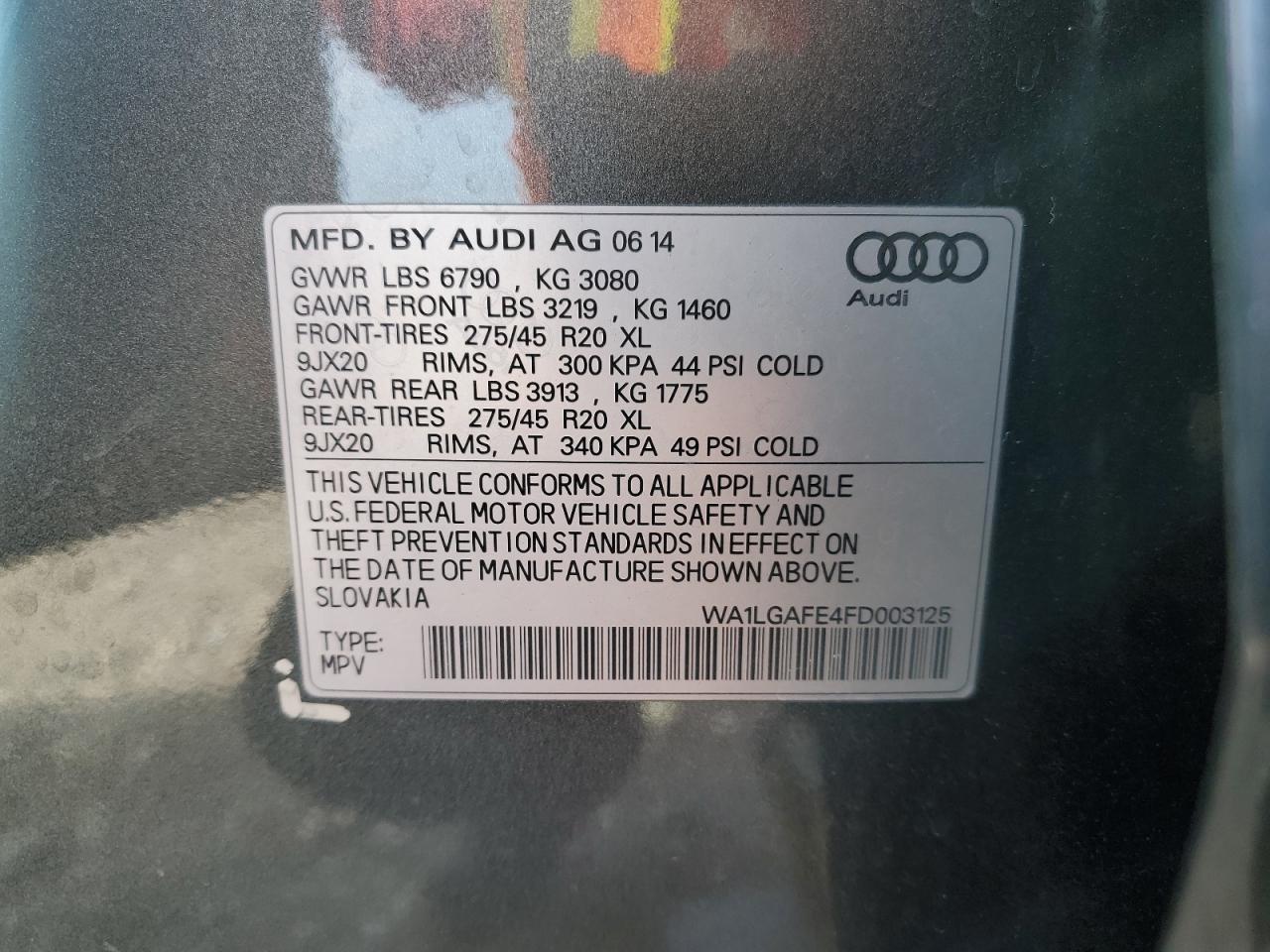 Photo 12 VIN: WA1LGAFE4FD003125 - AUDI Q7 