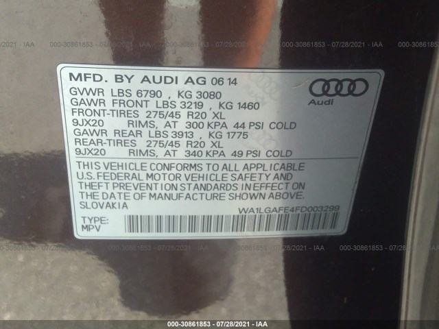 Photo 8 VIN: WA1LGAFE4FD003299 - AUDI Q7 