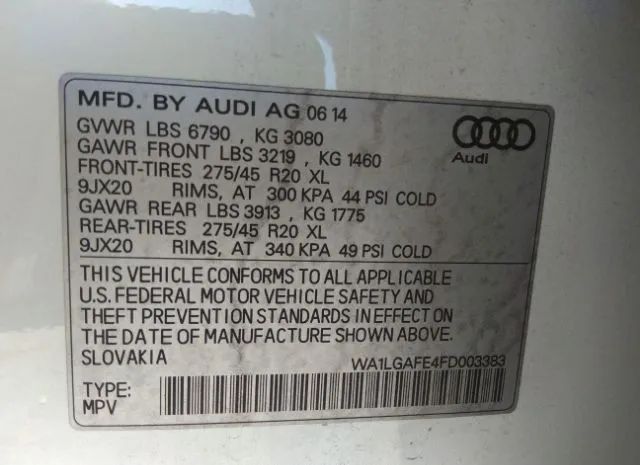 Photo 8 VIN: WA1LGAFE4FD003383 - AUDI Q7 