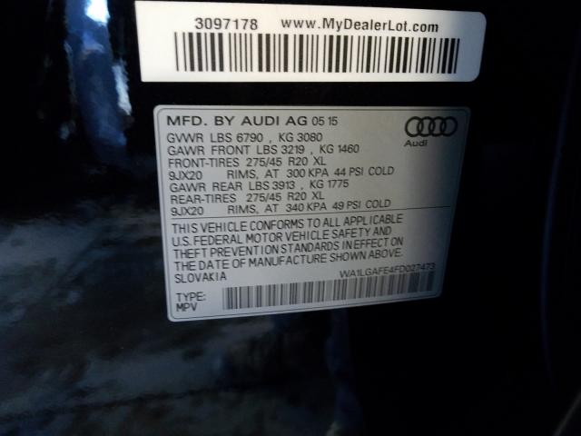 Photo 9 VIN: WA1LGAFE4FD027473 - AUDI Q7 PREMIUM 