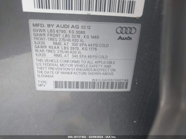 Photo 8 VIN: WA1LGAFE5CD007146 - AUDI Q7 