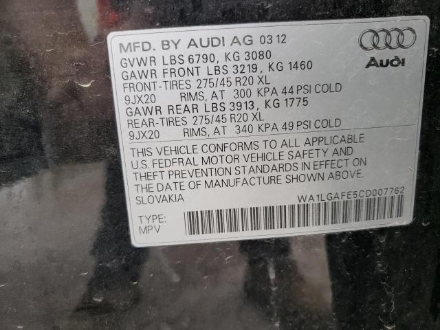 Photo 12 VIN: WA1LGAFE5CD007762 - AUDI Q7 PREMIUM 