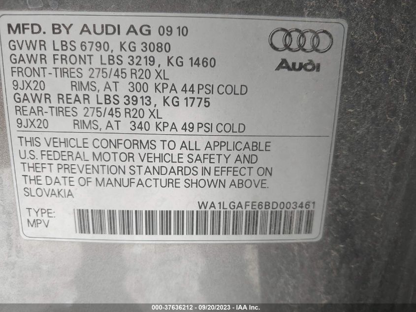 Photo 8 VIN: WA1LGAFE6BD003461 - AUDI Q7 