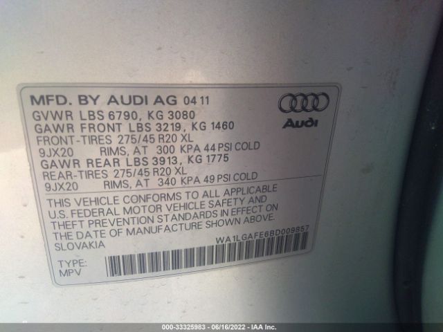 Photo 8 VIN: WA1LGAFE6BD009857 - AUDI Q7 