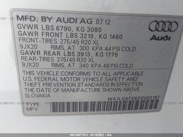 Photo 8 VIN: WA1LGAFE6DD002197 - AUDI Q7 