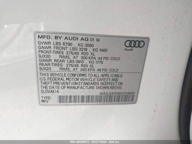 Photo 8 VIN: WA1LGAFE6ED014805 - AUDI Q7 