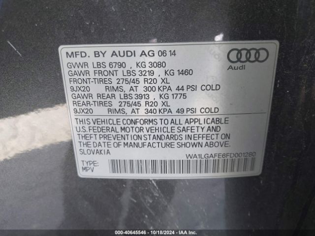 Photo 8 VIN: WA1LGAFE6FD001280 - AUDI Q7 