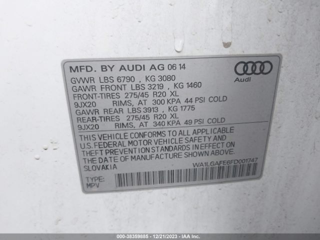 Photo 8 VIN: WA1LGAFE6FD001747 - AUDI Q7 