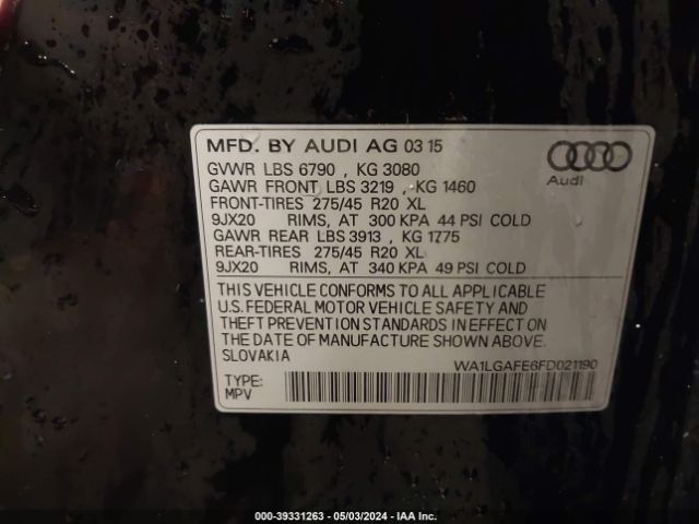 Photo 8 VIN: WA1LGAFE6FD021190 - AUDI Q7 