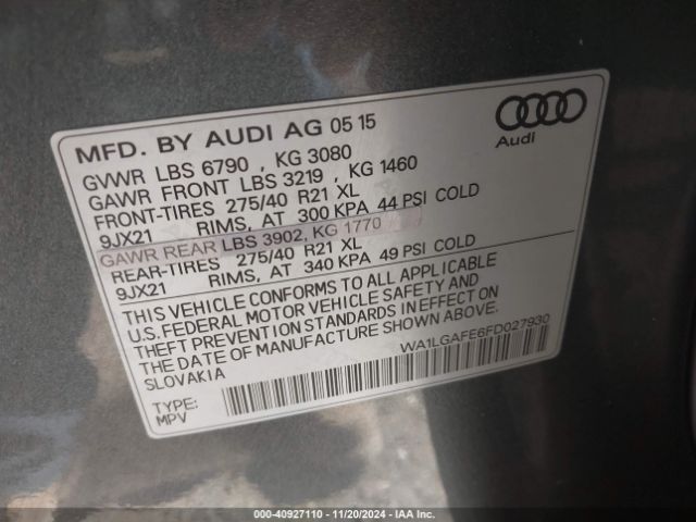 Photo 8 VIN: WA1LGAFE6FD027930 - AUDI Q7 