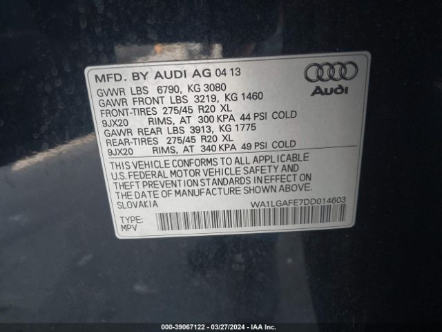 Photo 8 VIN: WA1LGAFE7DD014603 - AUDI Q7 