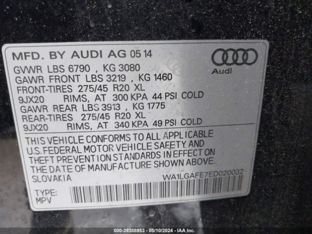 Photo 8 VIN: WA1LGAFE7ED020032 - AUDI Q7 