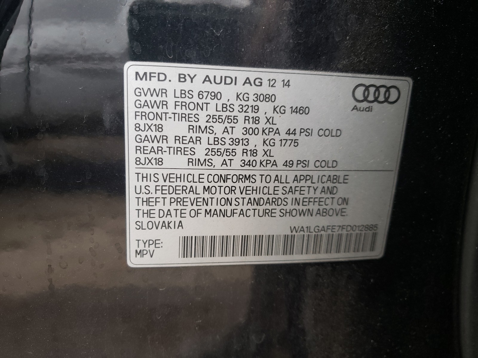 Photo 9 VIN: WA1LGAFE7FD012885 - AUDI Q7 