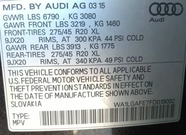 Photo 8 VIN: WA1LGAFE7FD019092 - AUDI Q7 