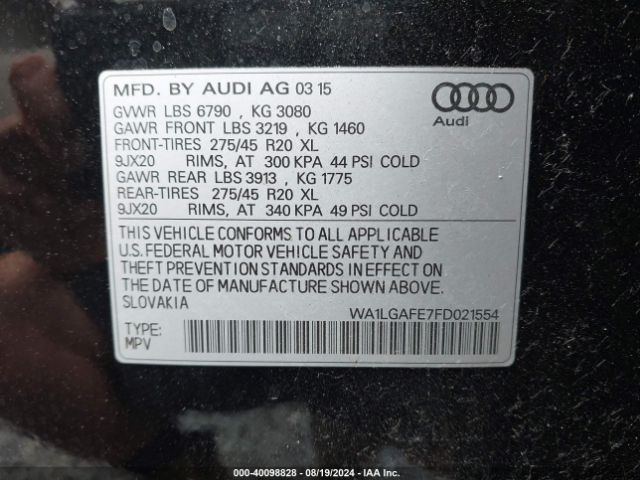 Photo 8 VIN: WA1LGAFE7FD021554 - AUDI Q7 