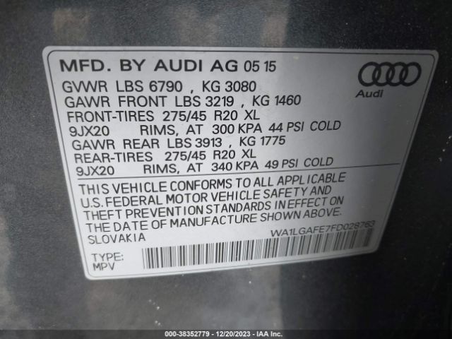 Photo 8 VIN: WA1LGAFE7FD028763 - AUDI Q7 