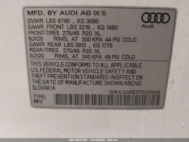 Photo 8 VIN: WA1LGAFE7FD030934 - AUDI Q7 