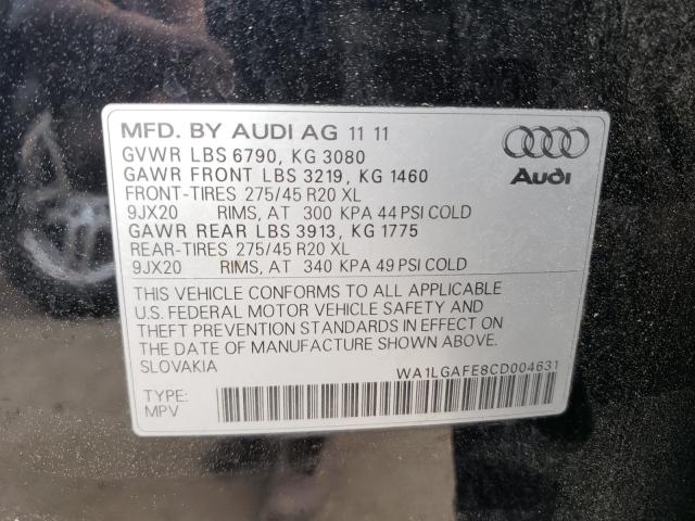 Photo 9 VIN: WA1LGAFE8CD004631 - AUDI Q7 PREMIUM 