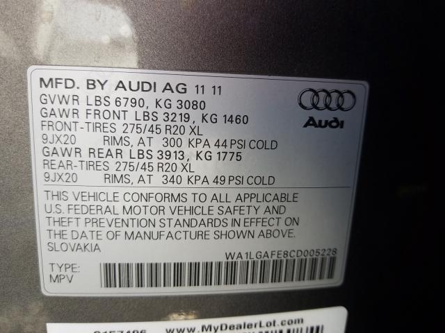 Photo 9 VIN: WA1LGAFE8CD005228 - AUDI Q7 PREMIUM 