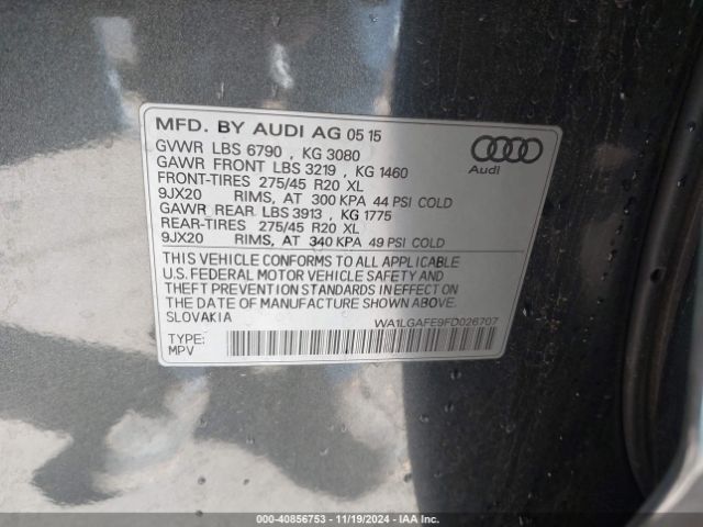 Photo 8 VIN: WA1LGAFE9FD026707 - AUDI Q7 