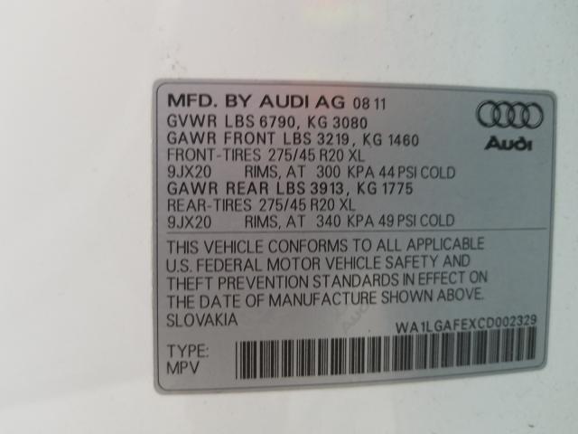 Photo 9 VIN: WA1LGAFEXCD002329 - AUDI Q7 PREMIUM 