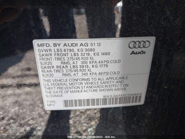 Photo 8 VIN: WA1LGAFEXCD006610 - AUDI Q7 