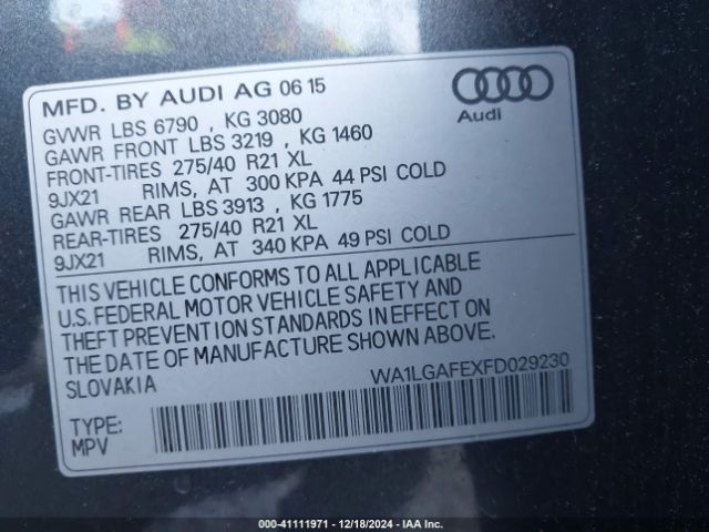 Photo 8 VIN: WA1LGAFEXFD029230 - AUDI Q7 