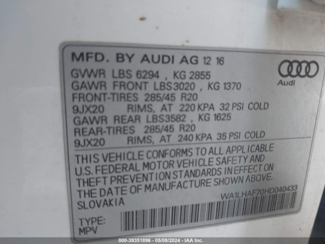 Photo 8 VIN: WA1LHAF70HD040433 - AUDI Q7 (CANADA) 