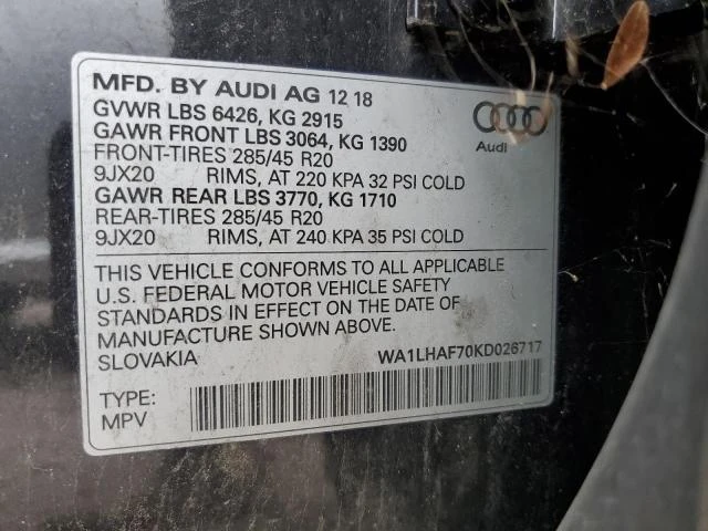 Photo 12 VIN: WA1LHAF70KD026717 - AUDI Q7 PREMIUM 