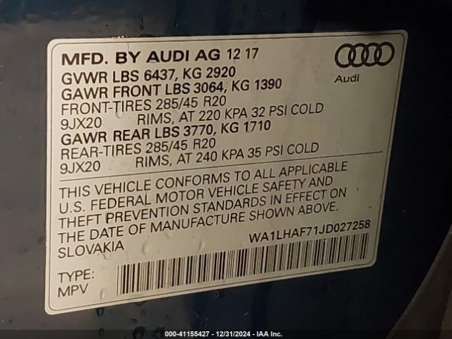 Photo 8 VIN: WA1LHAF71JD027258 - AUDI Q7 