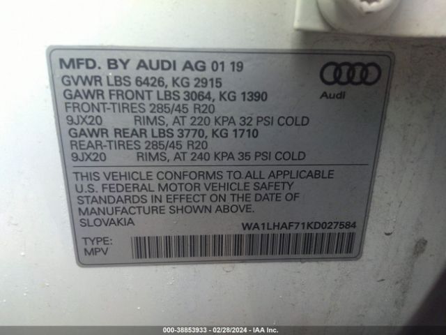 Photo 8 VIN: WA1LHAF71KD027584 - AUDI Q7 