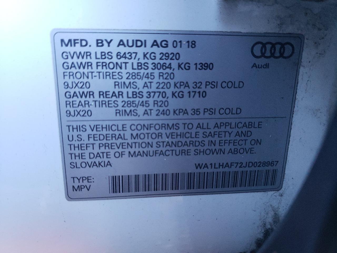 Photo 12 VIN: WA1LHAF72JD028967 - AUDI Q7 