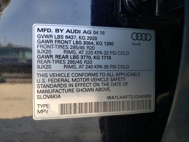 Photo 9 VIN: WA1LHAF72JD040858 - AUDI Q7 PREMIUM 