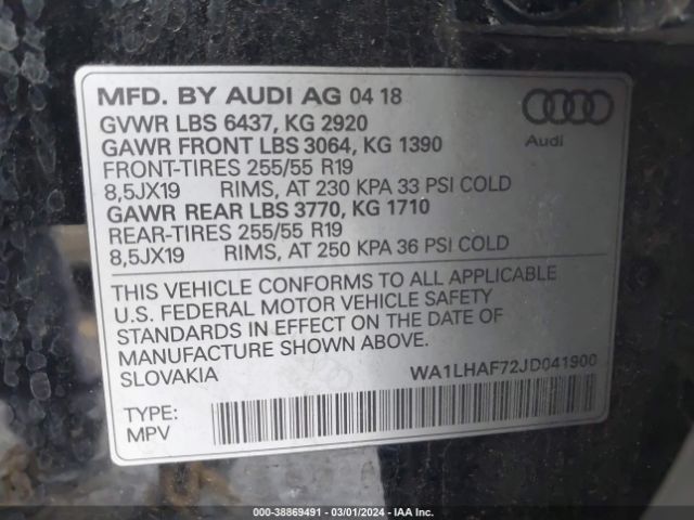 Photo 8 VIN: WA1LHAF72JD041900 - AUDI Q7 