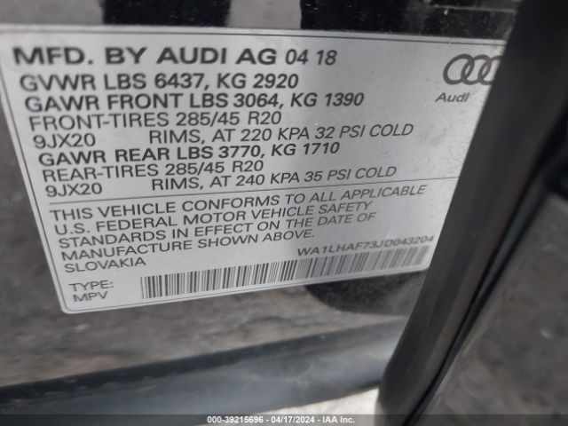 Photo 8 VIN: WA1LHAF73JD043204 - AUDI Q7 