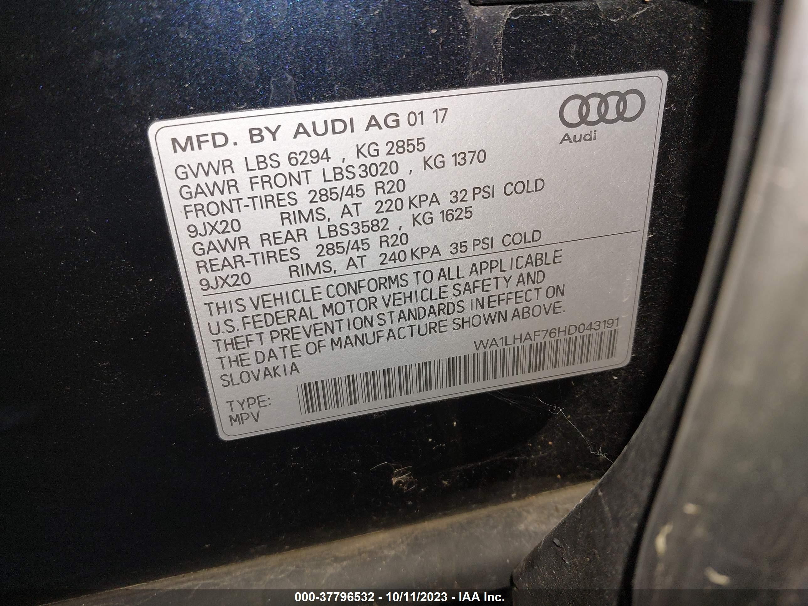 Photo 8 VIN: WA1LHAF76HD043191 - AUDI Q7 