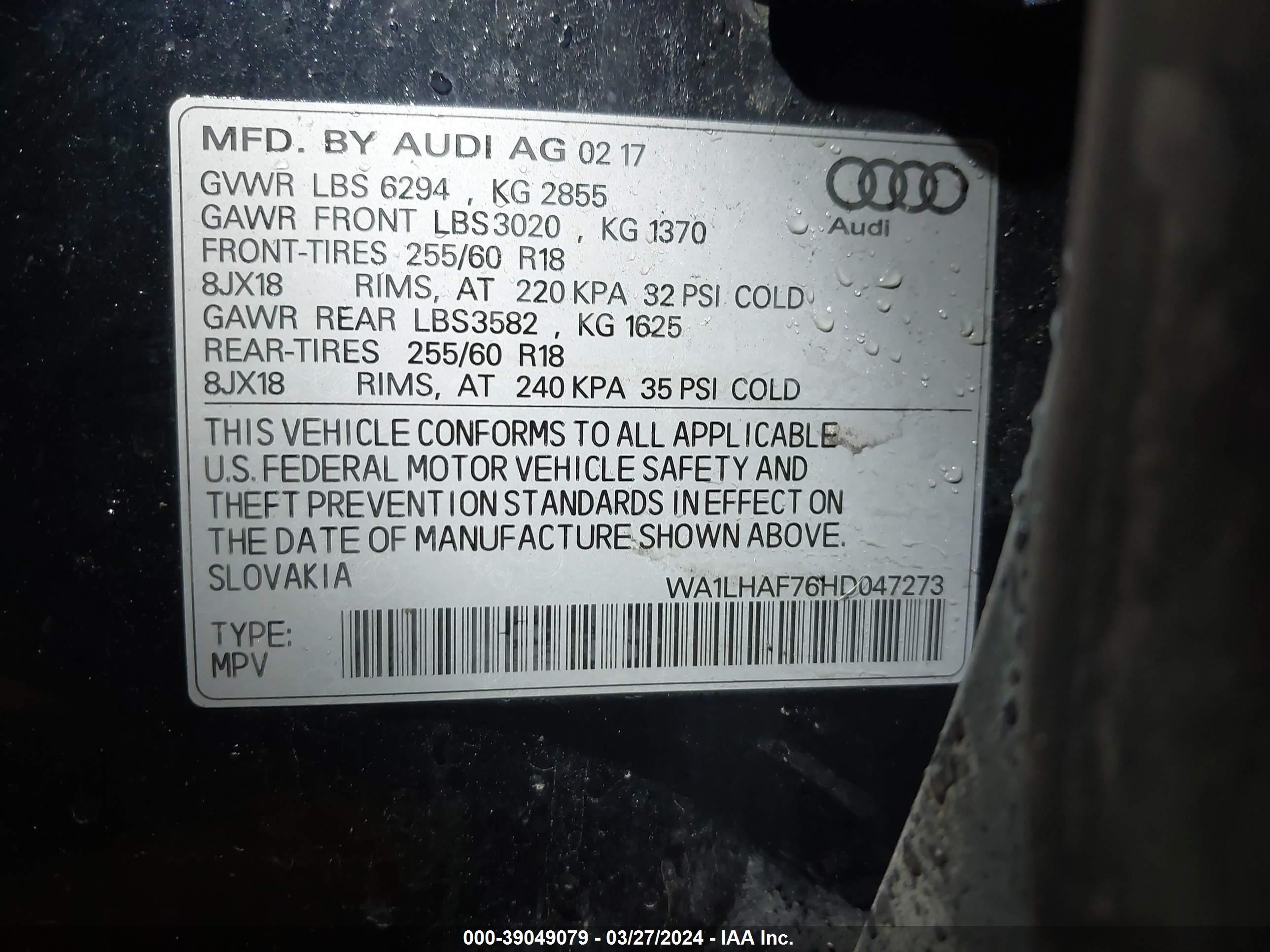 Photo 8 VIN: WA1LHAF76HD047273 - AUDI Q7 