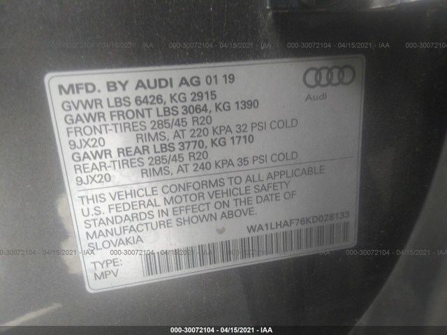 Photo 8 VIN: WA1LHAF76KD028133 - AUDI Q7 